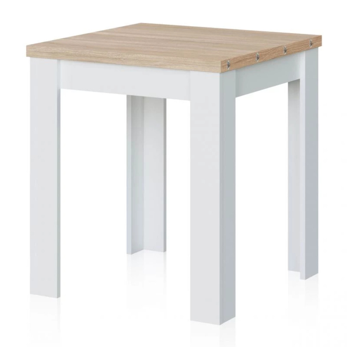 Mesa de comedor extensible Giro Blanco Artik (Blanco Mate) - Roble Canadian