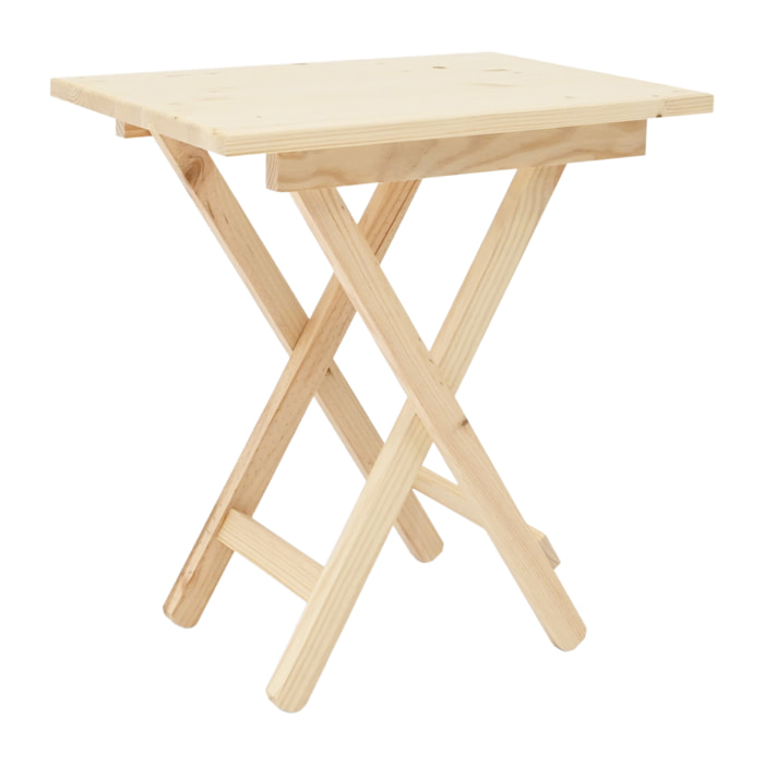 Table basse pliante en bois massif ton naturel 48,5x53cm Hauteur: 53 Longueur: 48.5 Largeur: 35