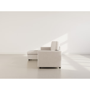 Meiya - canapé d'angle réversible 4 places convertible avec coffre en tissu - Beige