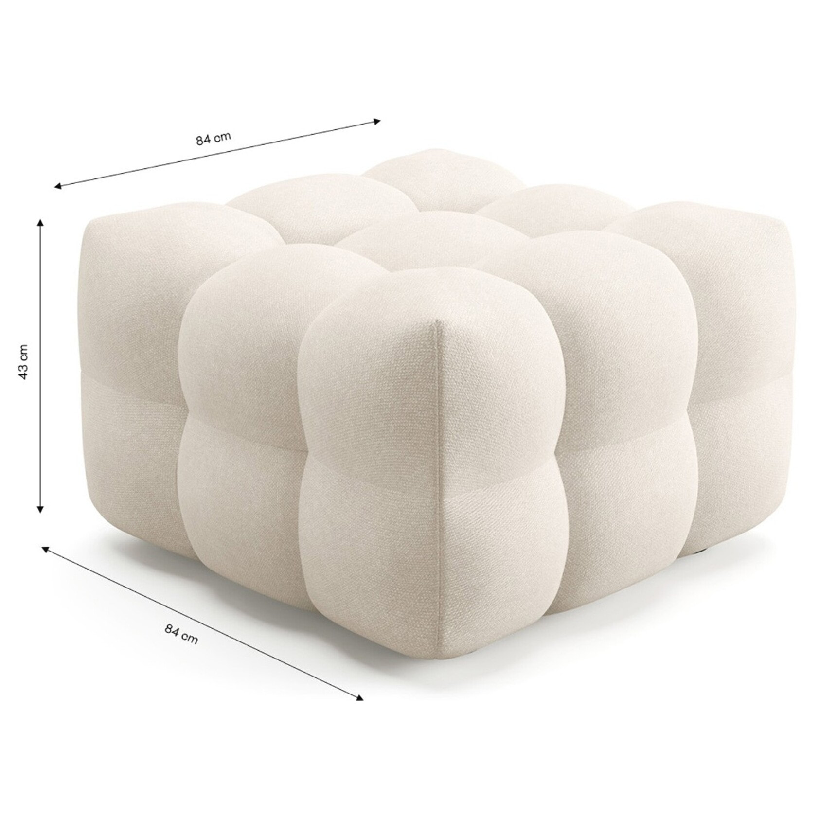 Pouf capitonné en tissu bouclé - CESTER