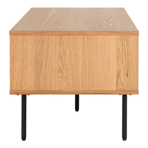 Tavolino da salotto Kyoto in rovere con cassetto e gambe nere 50x100x45 cm