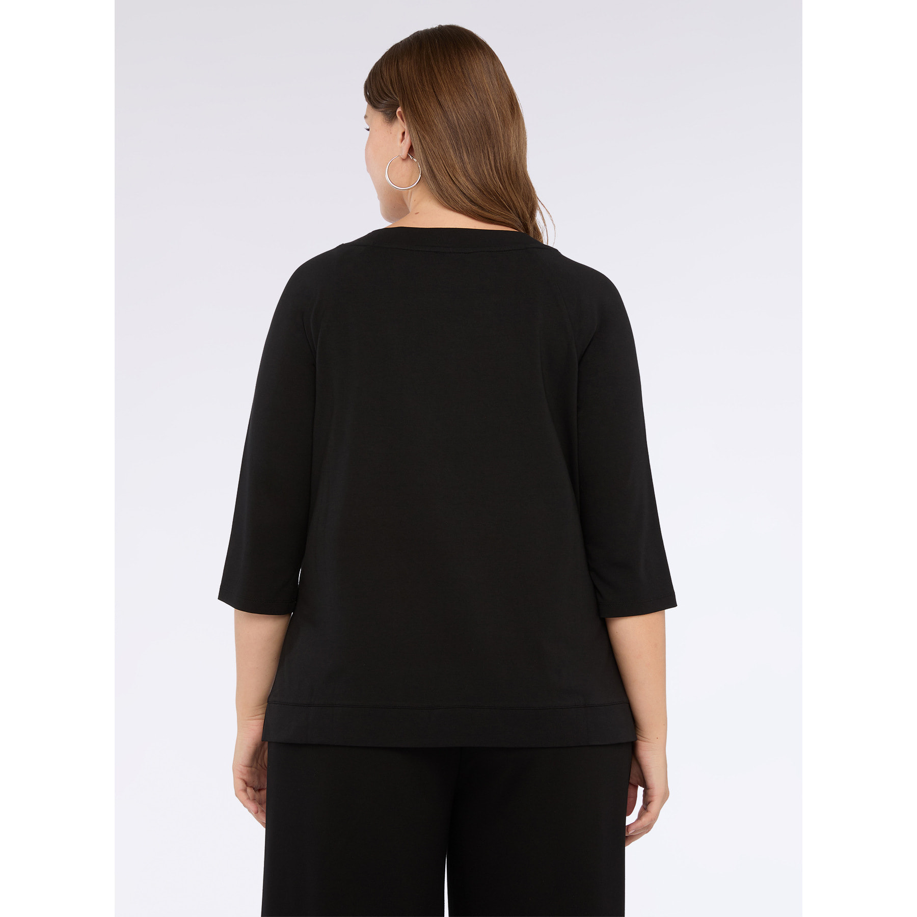 Fiorella Rubino - Camiseta bimatérica con ojales en el escote - Negro