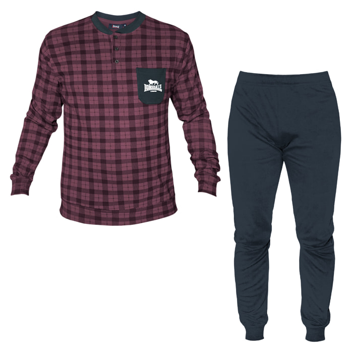Pigiama Uomo LONSDALE Caldo Cotone Interlock Manica Lunga
