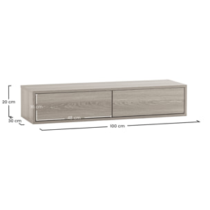 Mesa consola suspendida Auri 2 cajones efecto Roble
