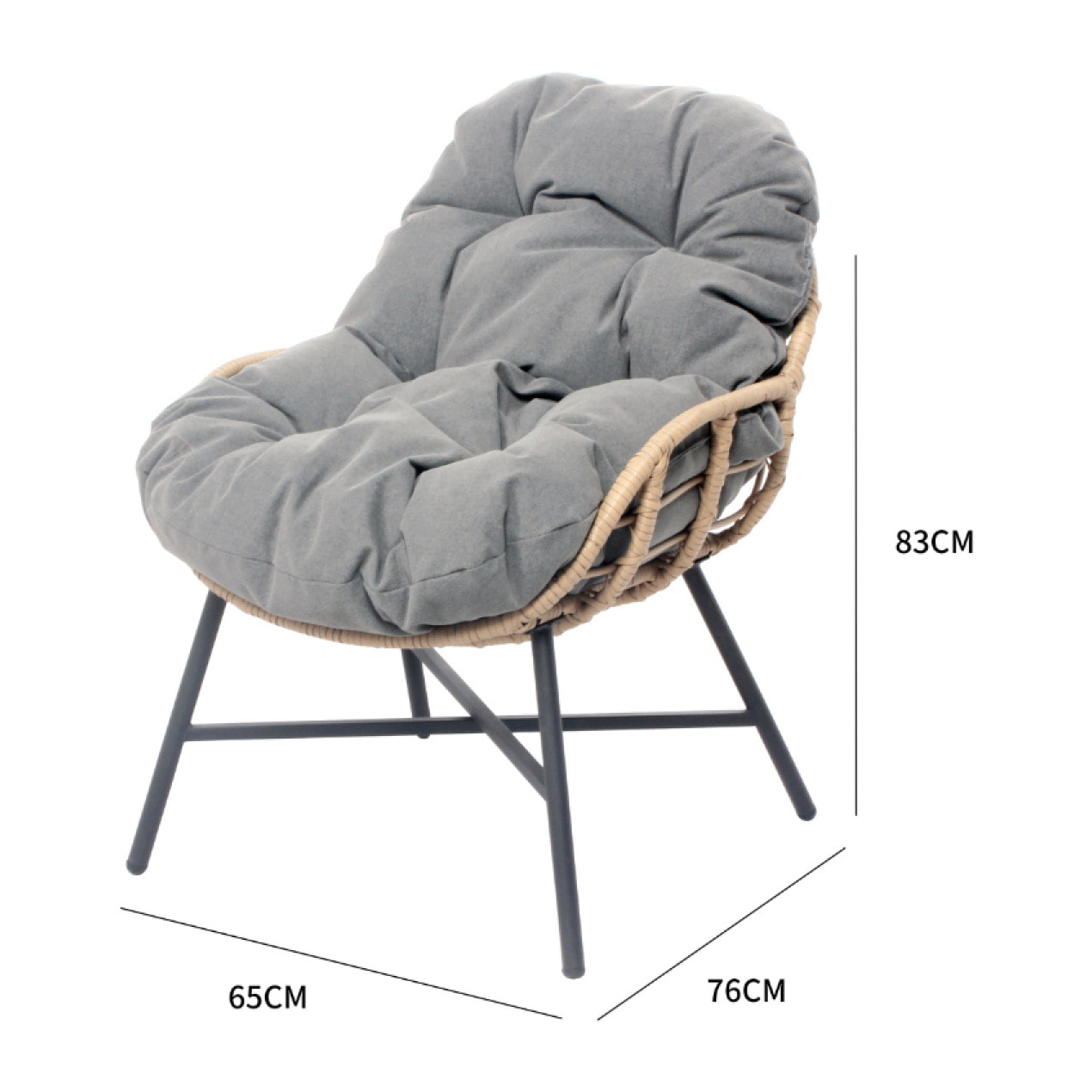 Salon de jardin 4 places canapé + fauteuils gris foncé - CASMA