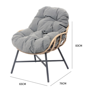 Salon de jardin 4 places canapé + fauteuils gris foncé - CASMA