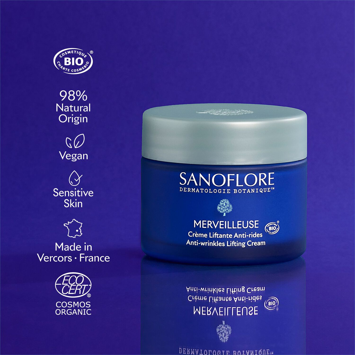 Merveilleuse - Crème visage riche lift anti-rides certifiée bio 50 ml