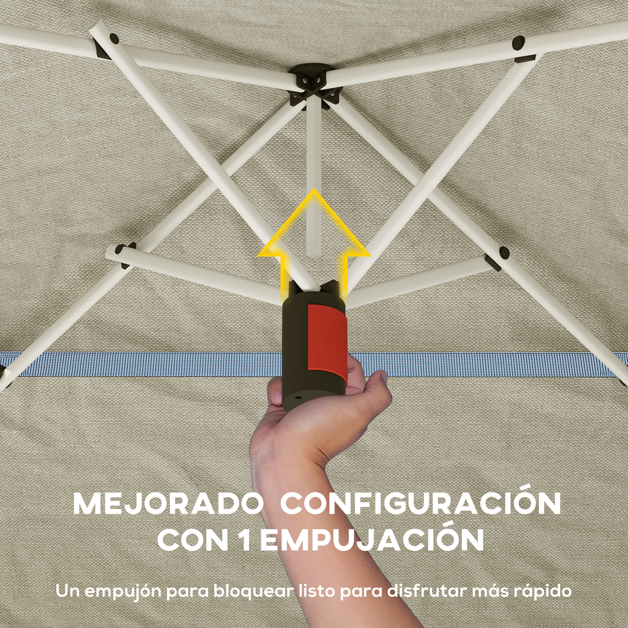 Carpa Plegable 3,5x3,5 m, Pop-up, Cenador Pabellón de Jardín con Doble Techo, Cierre Central, UPF50+, Altura Ajustable de 3 Niveles y Bolsa de Transporte, Gazebo para Fiestas, Exterior, Caqui