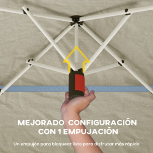Carpa Plegable 3,5x3,5 m, Pop-up, Cenador Pabellón de Jardín con Doble Techo, Cierre Central, UPF50+, Altura Ajustable de 3 Niveles y Bolsa de Transporte, Gazebo para Fiestas, Exterior, Caqui