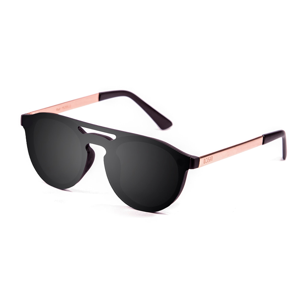Gafas de sol OCEAN SAN MARINO - Negro mate con patillas de metal dorado y / Plana ahumada