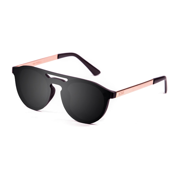 Gafas de sol OCEAN SAN MARINO - Negro mate con patillas de metal dorado y / Plana ahumada
