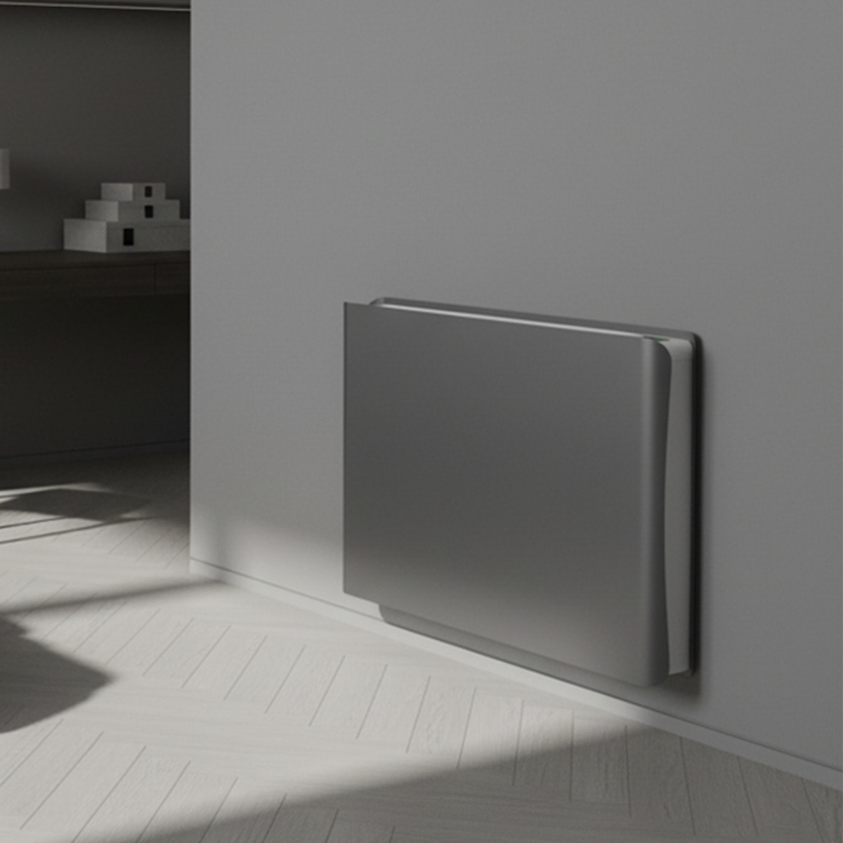 Radiateur inertie double coeur ceramique + film LCD 1500W gris & blanc