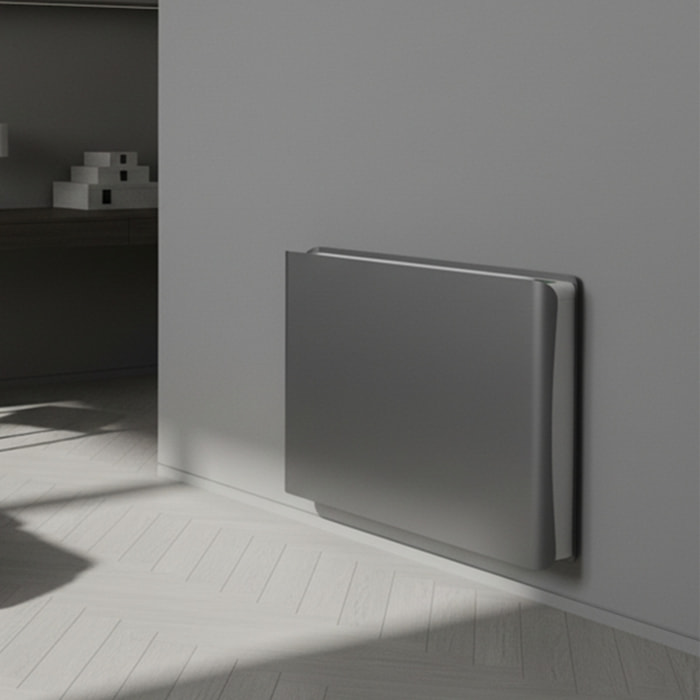 Radiateur inertie double coeur ceramique + film LCD 1500W gris & blanc