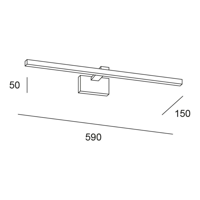 Forlight Nora - Lámpara para Espejo de Baño LED 59cm con Luz Neutra 4000K. Protección IP44 para Baños. Color Negro