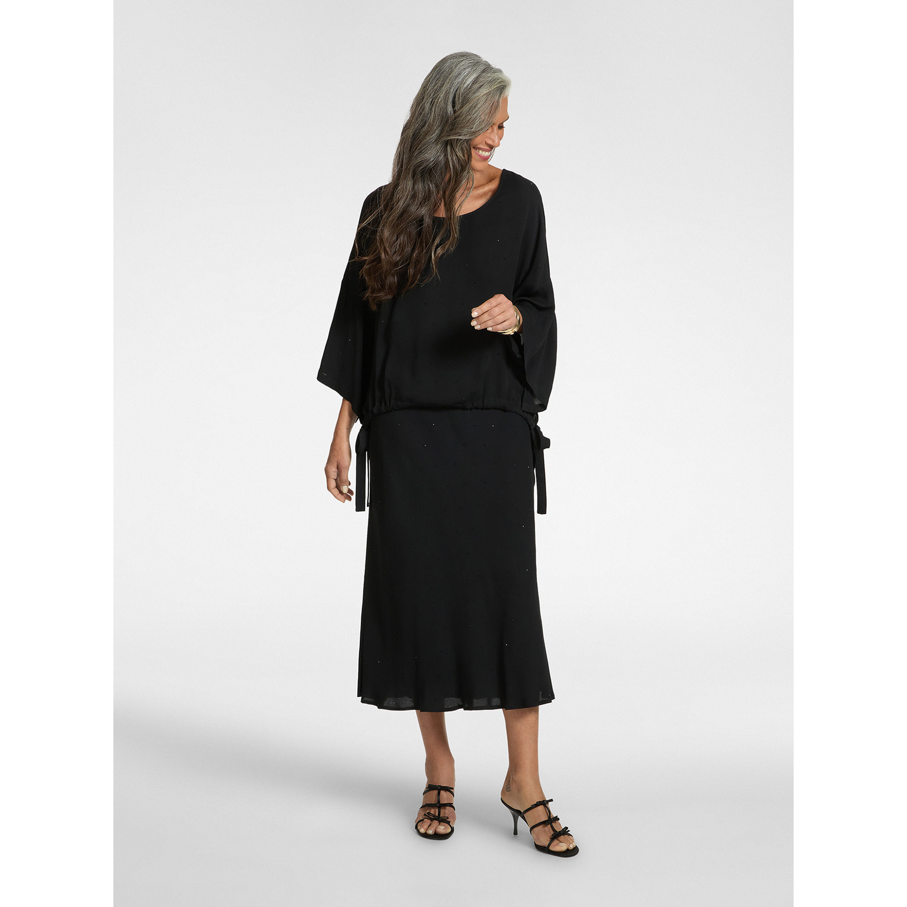 Elena Mirò - Gonna lunga ad A in viscosa ricamata - Nero