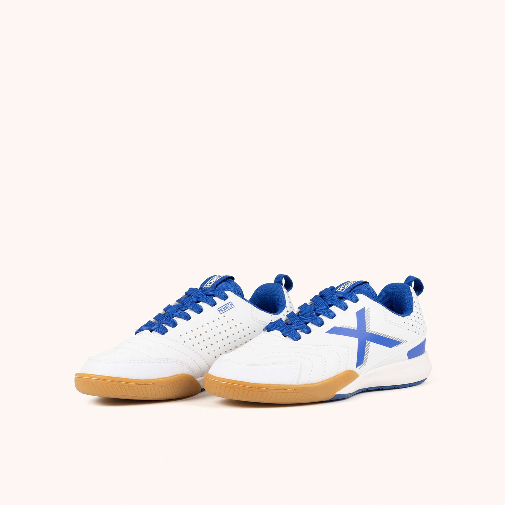 Zapatilla de Fútbol Sala para Niños en Blanco y Azul MUNICH RONDITO KID 14