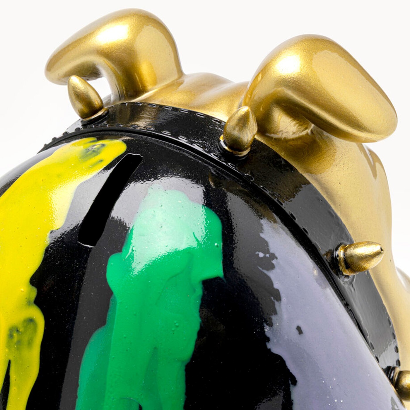 Tirelire chien féroce doré coulées de peinture 26cm Kare Design