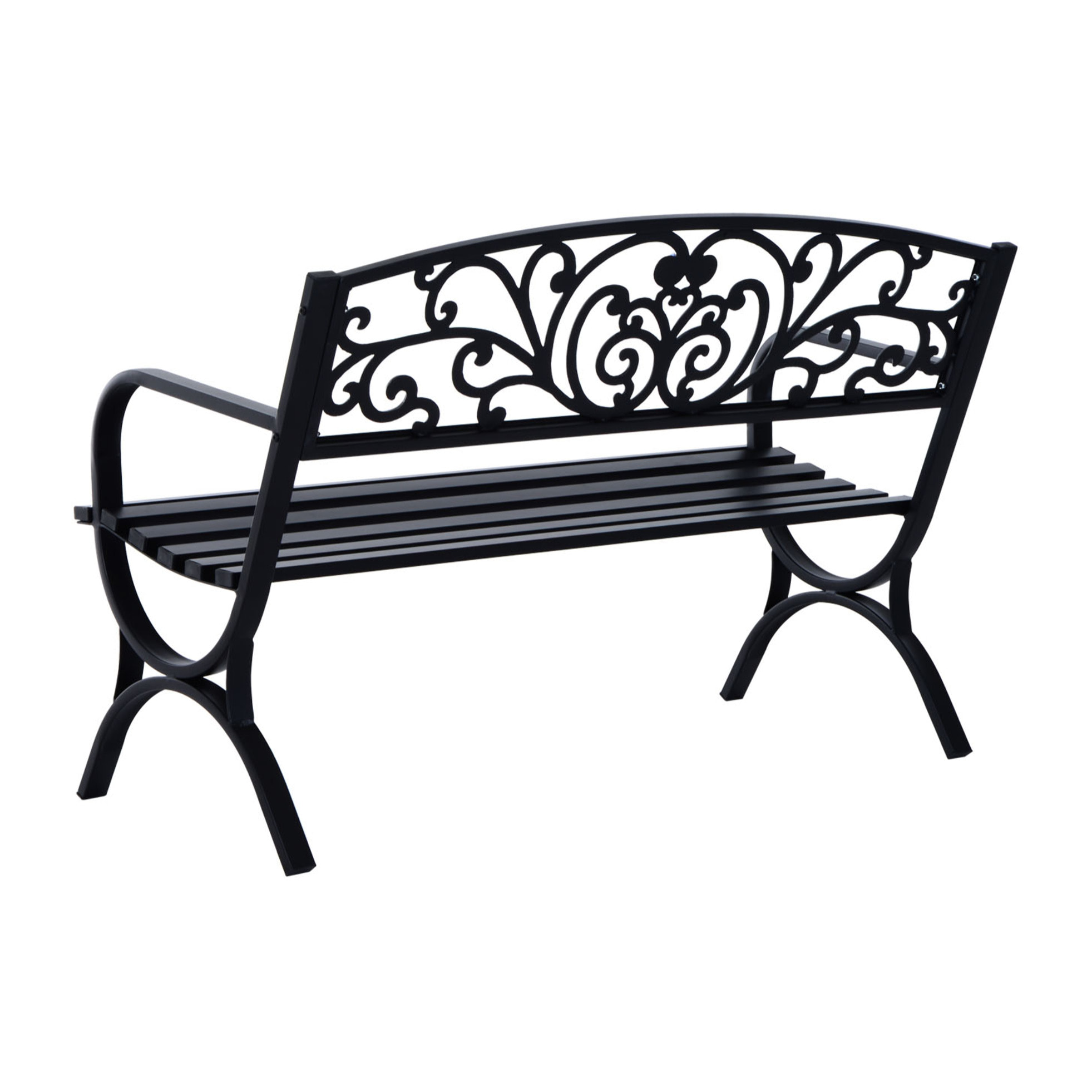 Banc de jardin 3 places dim. 127 x 60 x 85 cm max 250 Kg acier fonte noir