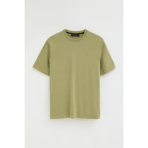 Camiseta verde hoja de corte holgado y cuello redondo con logo Rigby Go