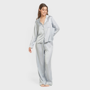 Pijama largo satén friday celeste