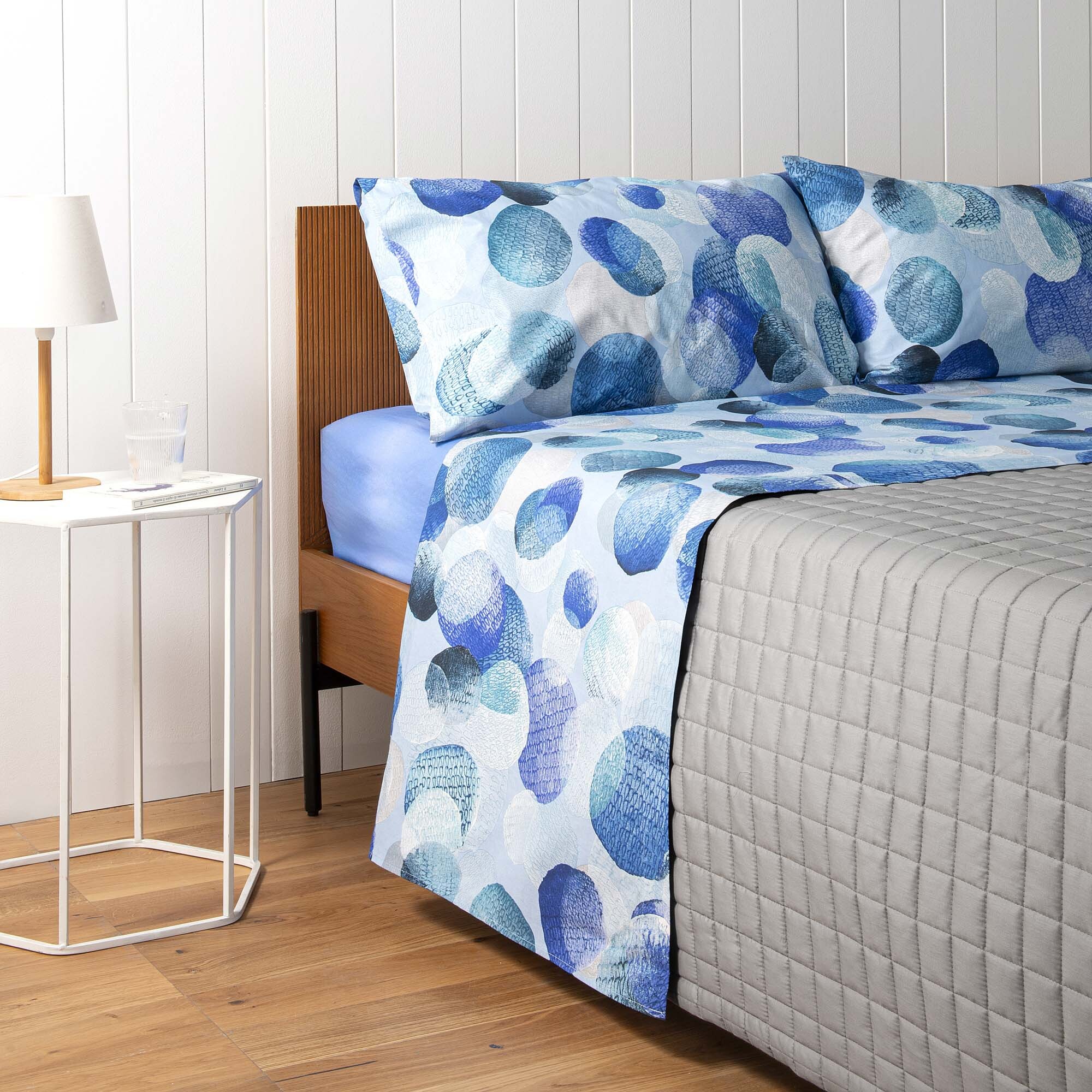 BASSETTI Completo letto matrimoniale Stray Dot Celeste