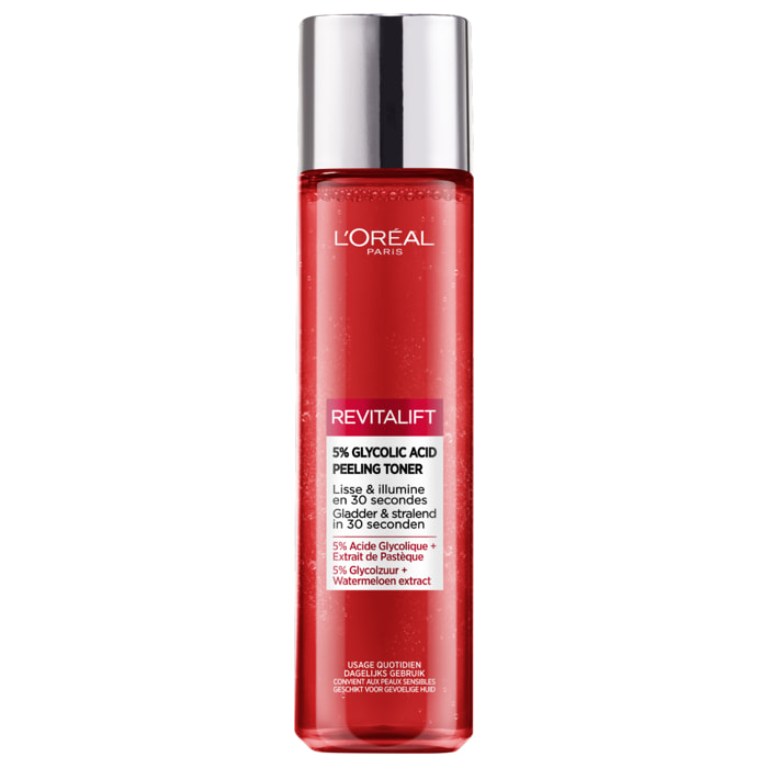 L'Oréal Paris Peeling Toner Revitalift à l'Acide Glycolique 5% - lotion effet peeling lissante et illuminante