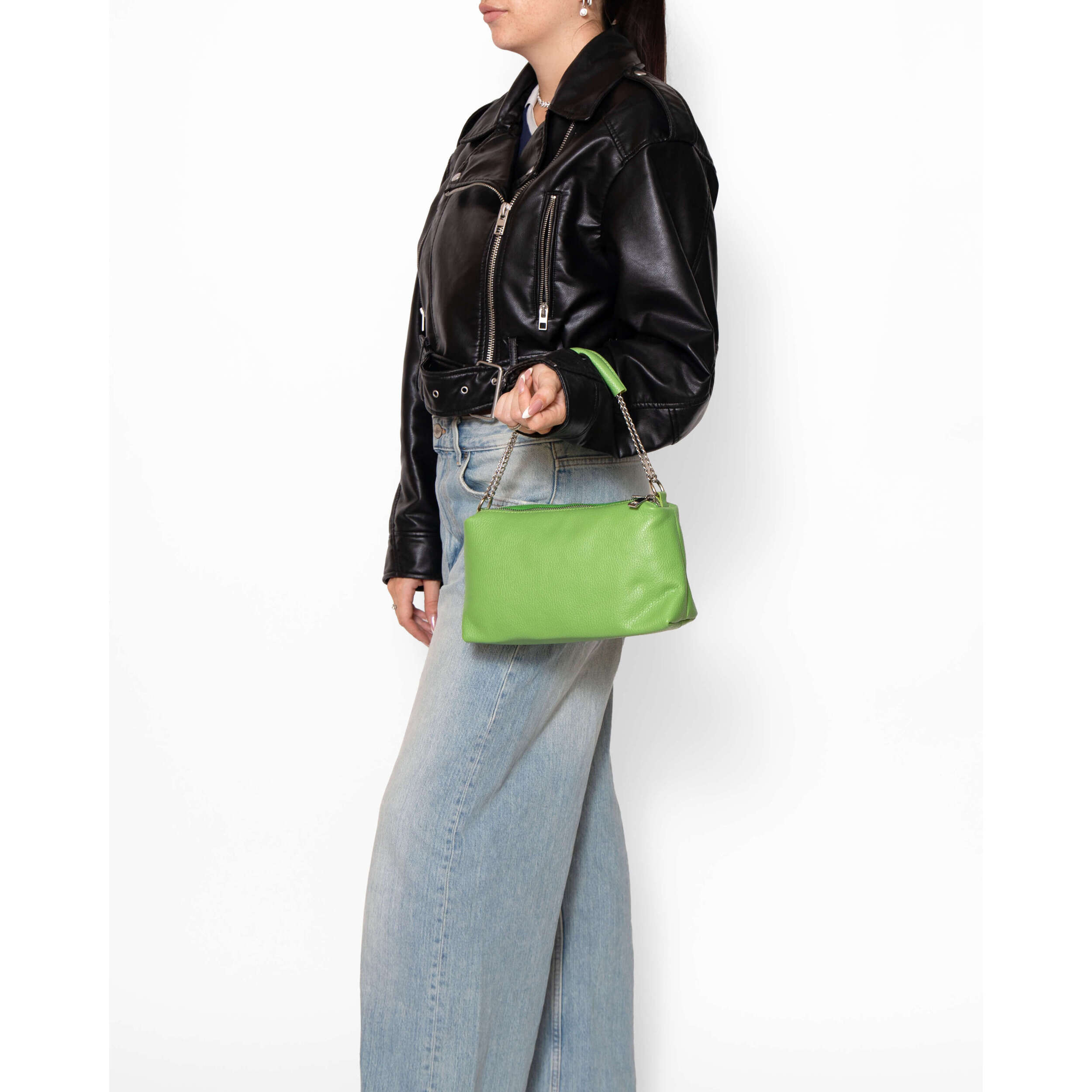 Borsa a spalla da donna In Vera pelle Made in Italy 26x14x9 cm