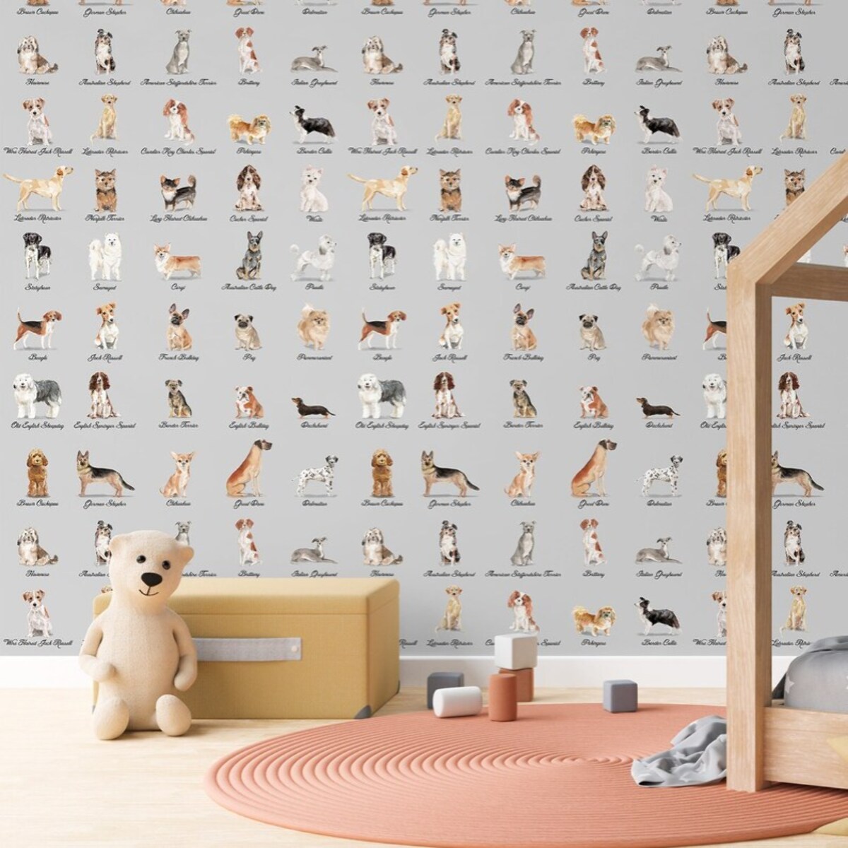 Carta da Parati Cani Sfondo Grigio