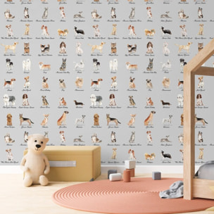 Carta da Parati Cani Sfondo Grigio