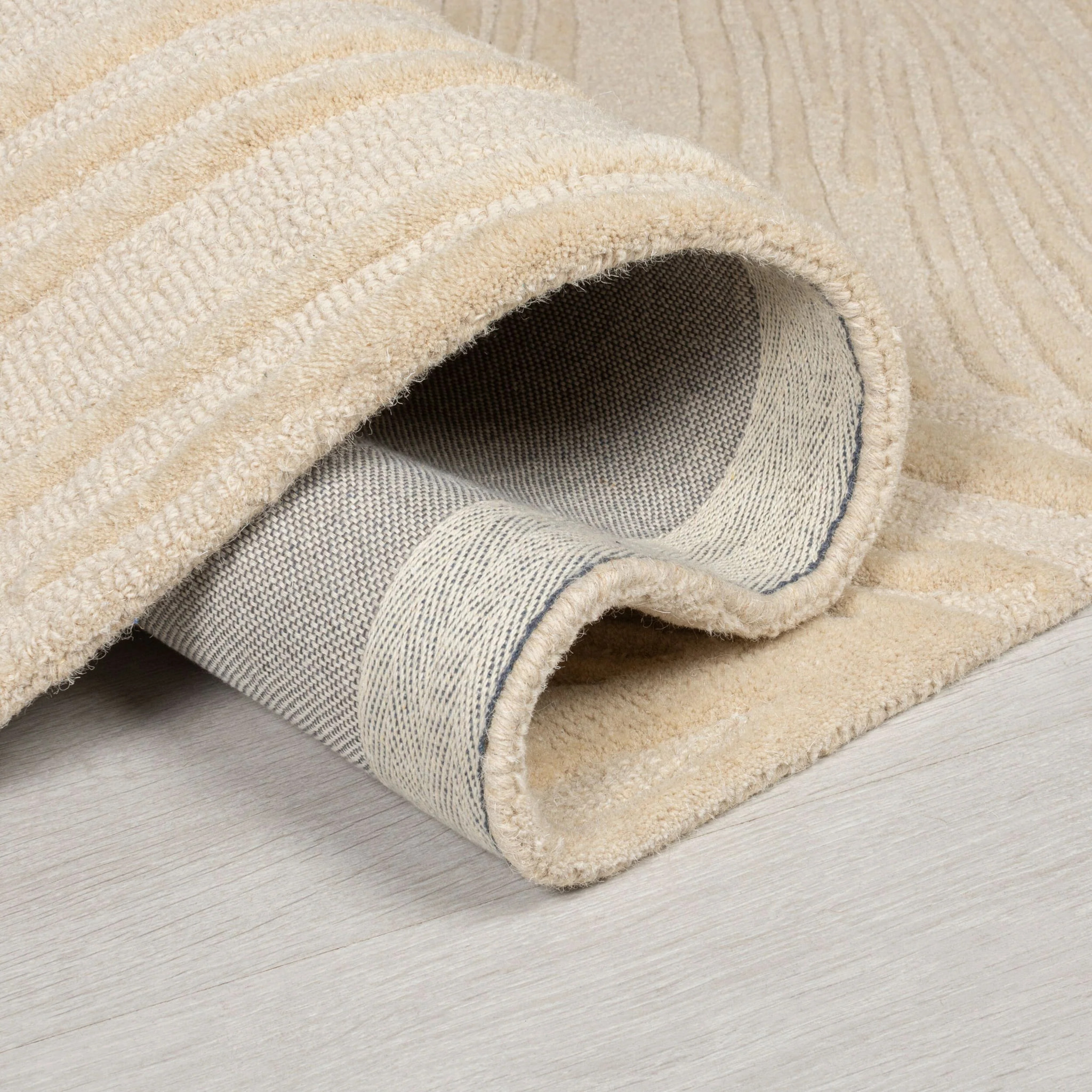 Tapis en laine rond FEUILLAGE Beige