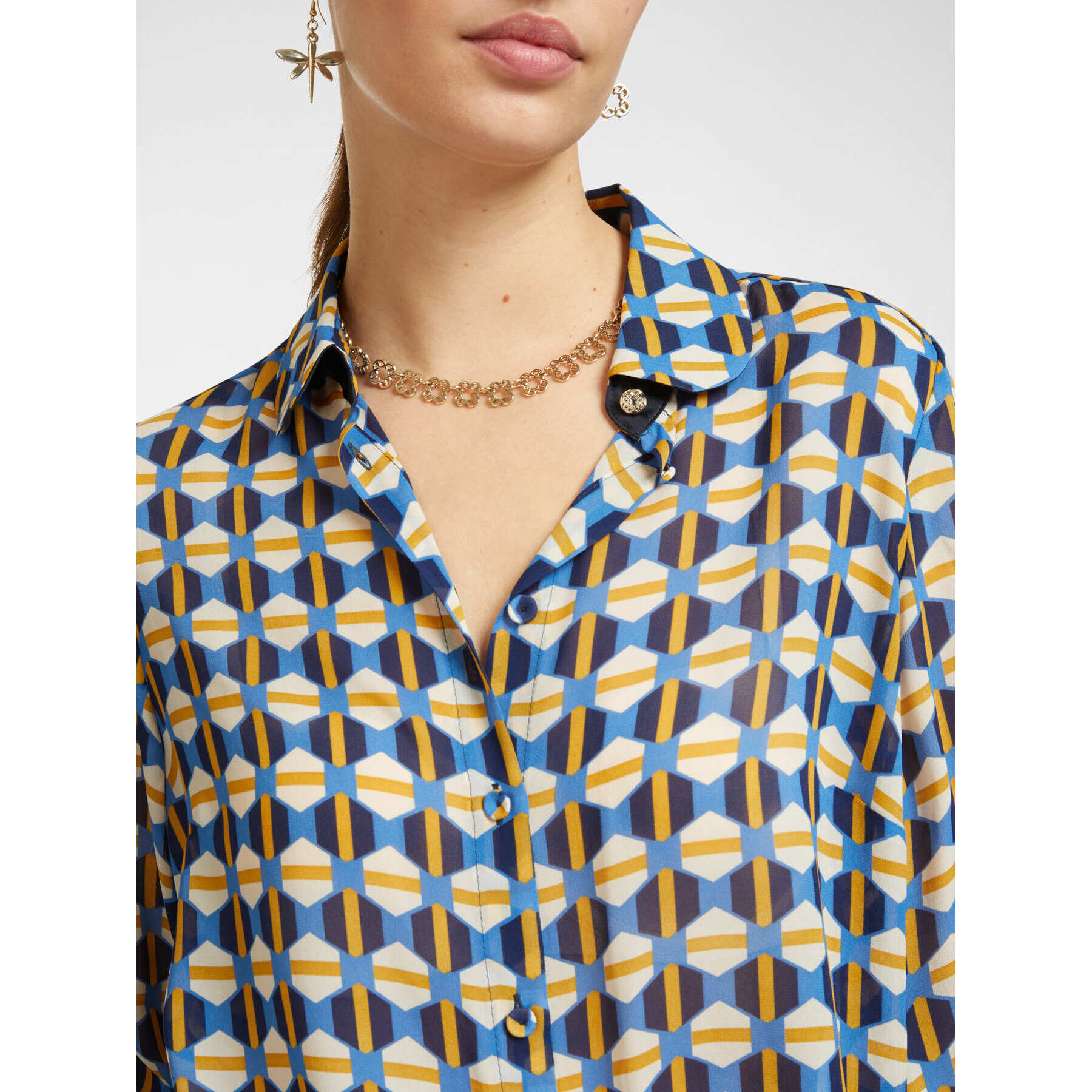 Elena Mirò - Camisa estampada - Azul aciano