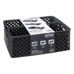 Lot de 4 paniers Folk gris