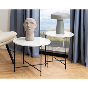 Ezaro - table basse - 52 cm - plateau en marbre - pieds en acier - Blanc