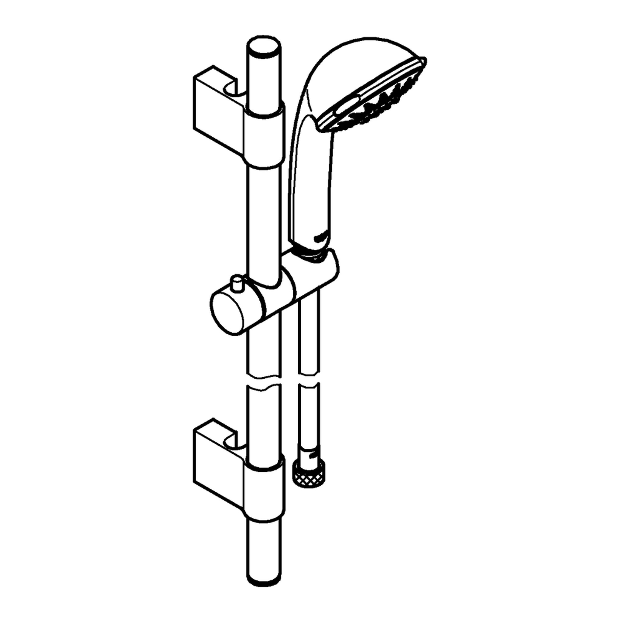 Barre de douche 60cm avec douchette Relexa 5 jets