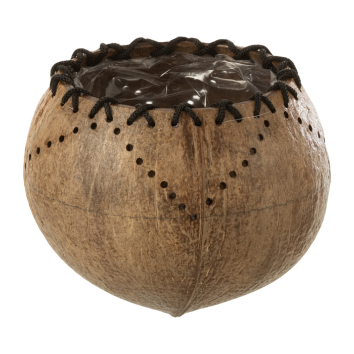 J-Line cache-pot Noix De Coco - riet - naturel - 2 pièces - Ø 14 cm