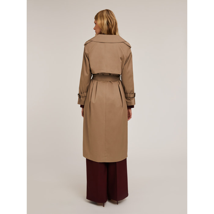 Motivi - Gabardina doble botonadura en tejido mezcla de lyocell - Beige