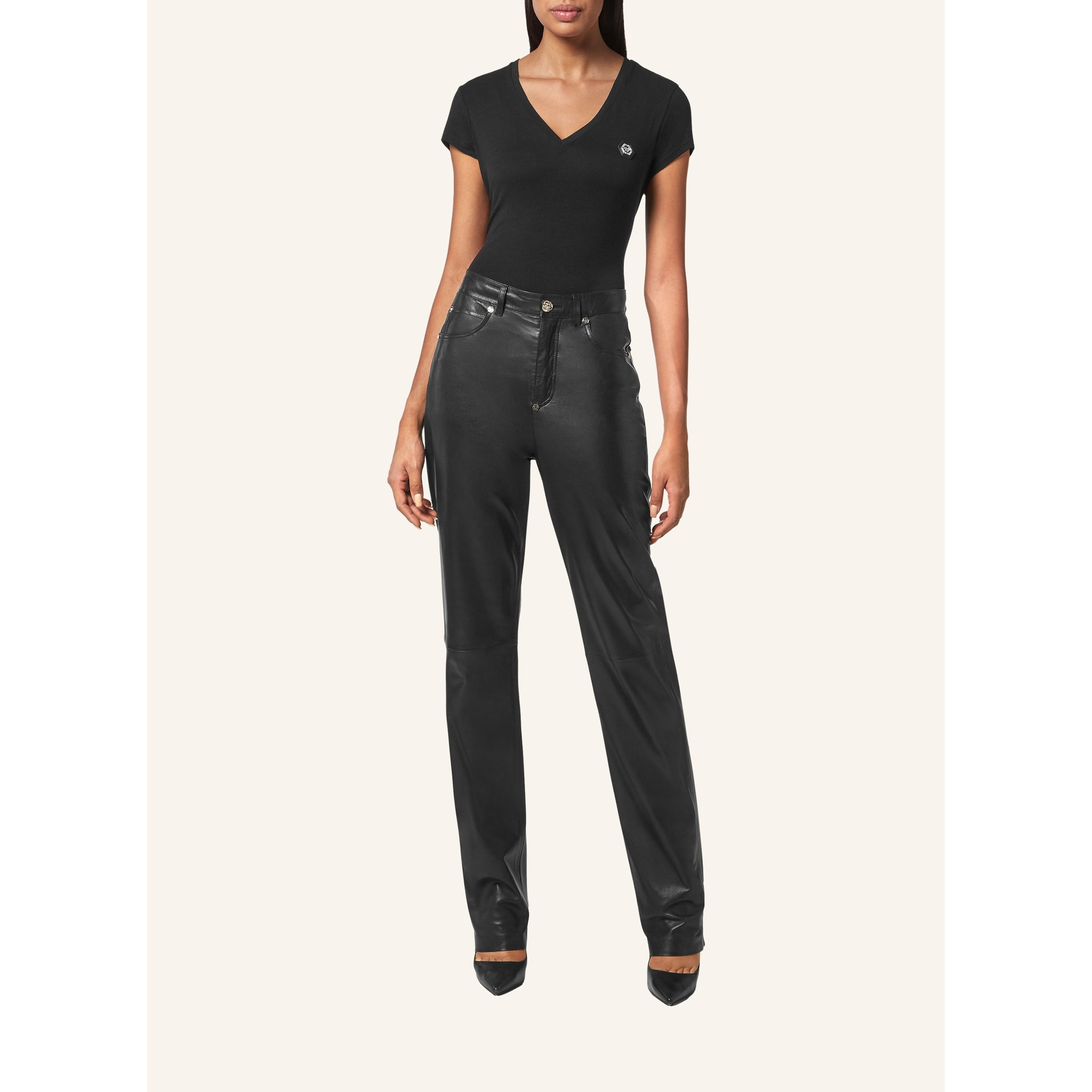 PHILIPP PLEIN Leather Trousers Long