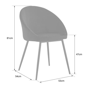 Lot de 2 chaises vintage DIANE velours gris