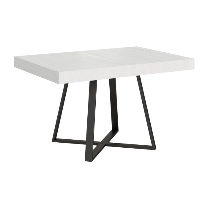 Table extensible 90x130/390 cm Abbraccio frêne blanc pieds anthracite