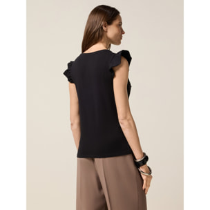 Oltre - Top in jersey con castoni - Negro