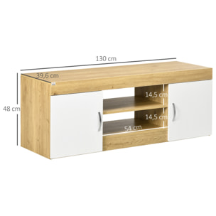 Mueble de TV Mueble para Salón Moderno con 2 Puertas con Tirador y Almacenamiento de 2 Niveles para Televisores de hasta 60 Pulgadas para Dormitorio 130x39,6x48 cm Natural