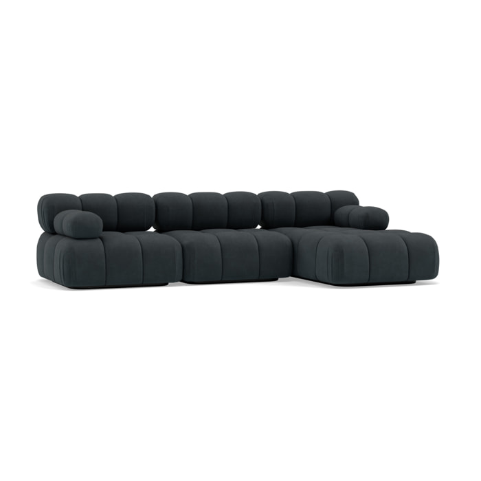 Ruby - canapé modulable d'angle droit 4 places en velours texturé - Noir