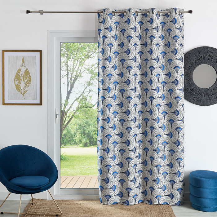 Rideau d'ameublement en jacquard - Bleu
