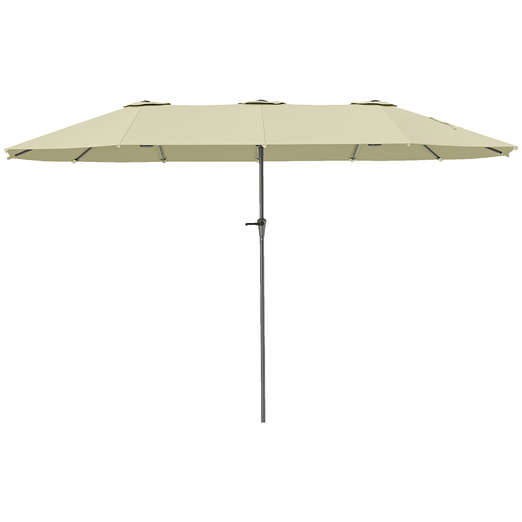 Parasol de jardin grande taille 4 x 2,2 x 2,3 m manivelle métal époxy tissu haute densité 180 g/m² blanc cassé