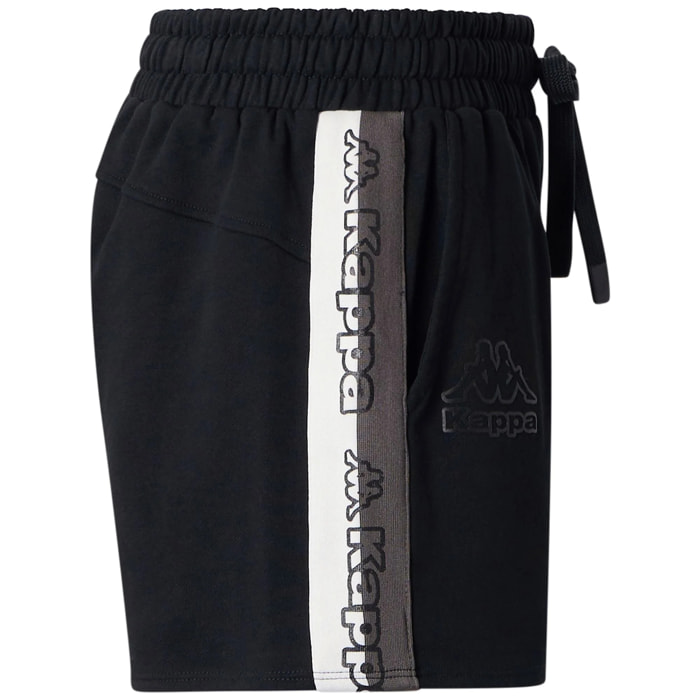 Pantaloni Corti Kappa Donna Logo Tape Gragria Nero