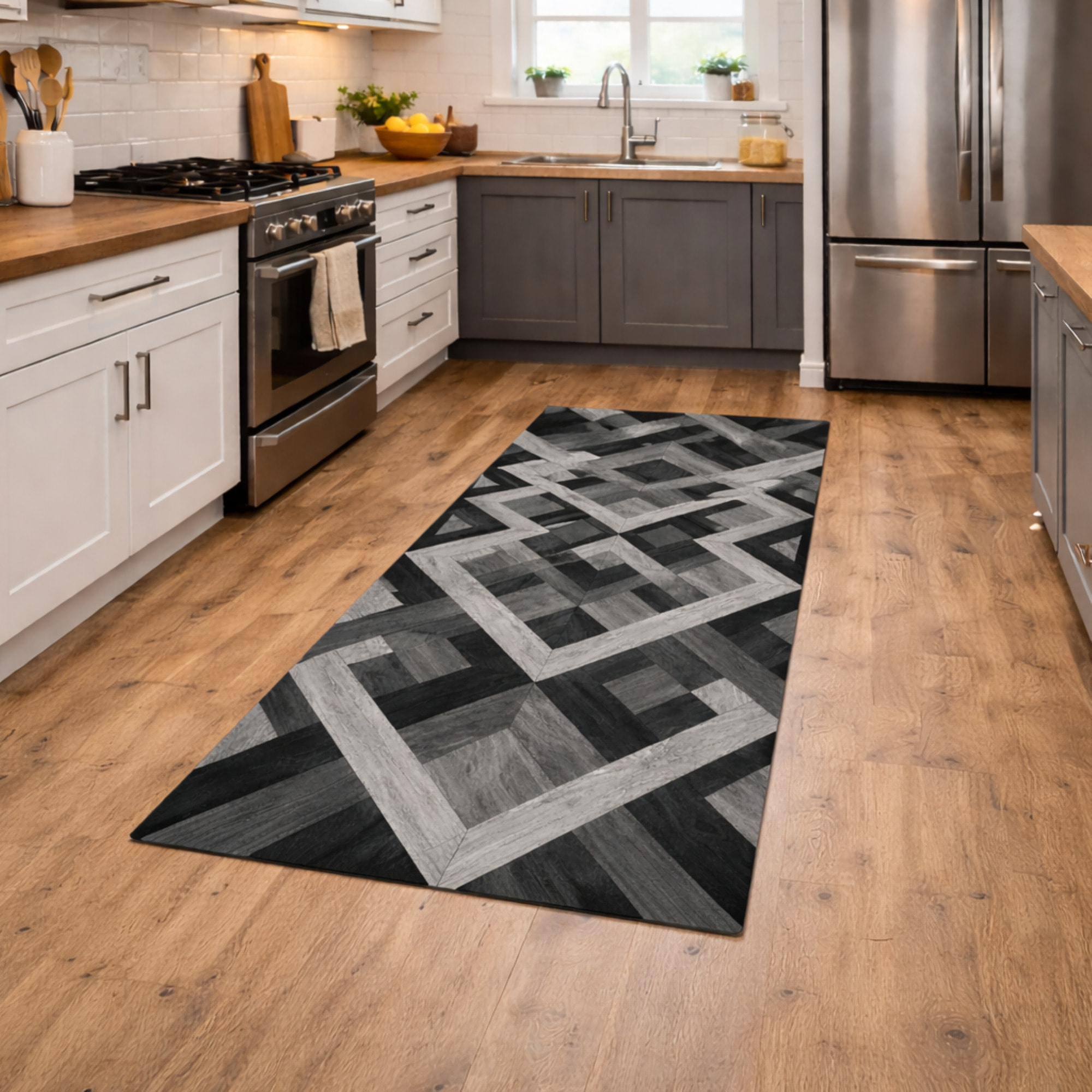 CASSESE HOME Passatoia/Tappeto Bordato in Poliestere con Retro Antiscivolo in PVC Made in Italy_Dec.1071