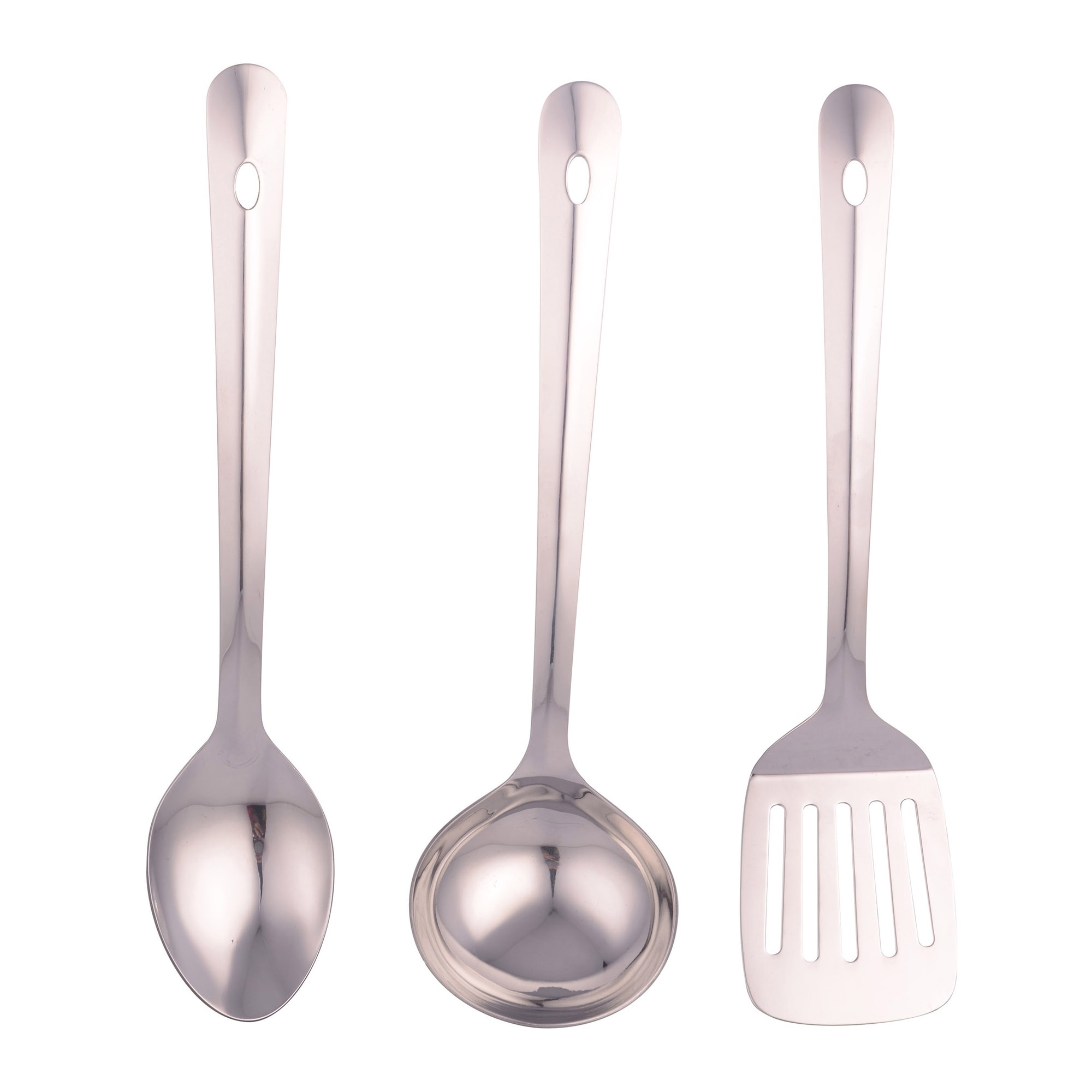 Batería de cocina 5pc ø16ø20ø24 con tapas + juego de 3 utensilios en acero inox san ignacio