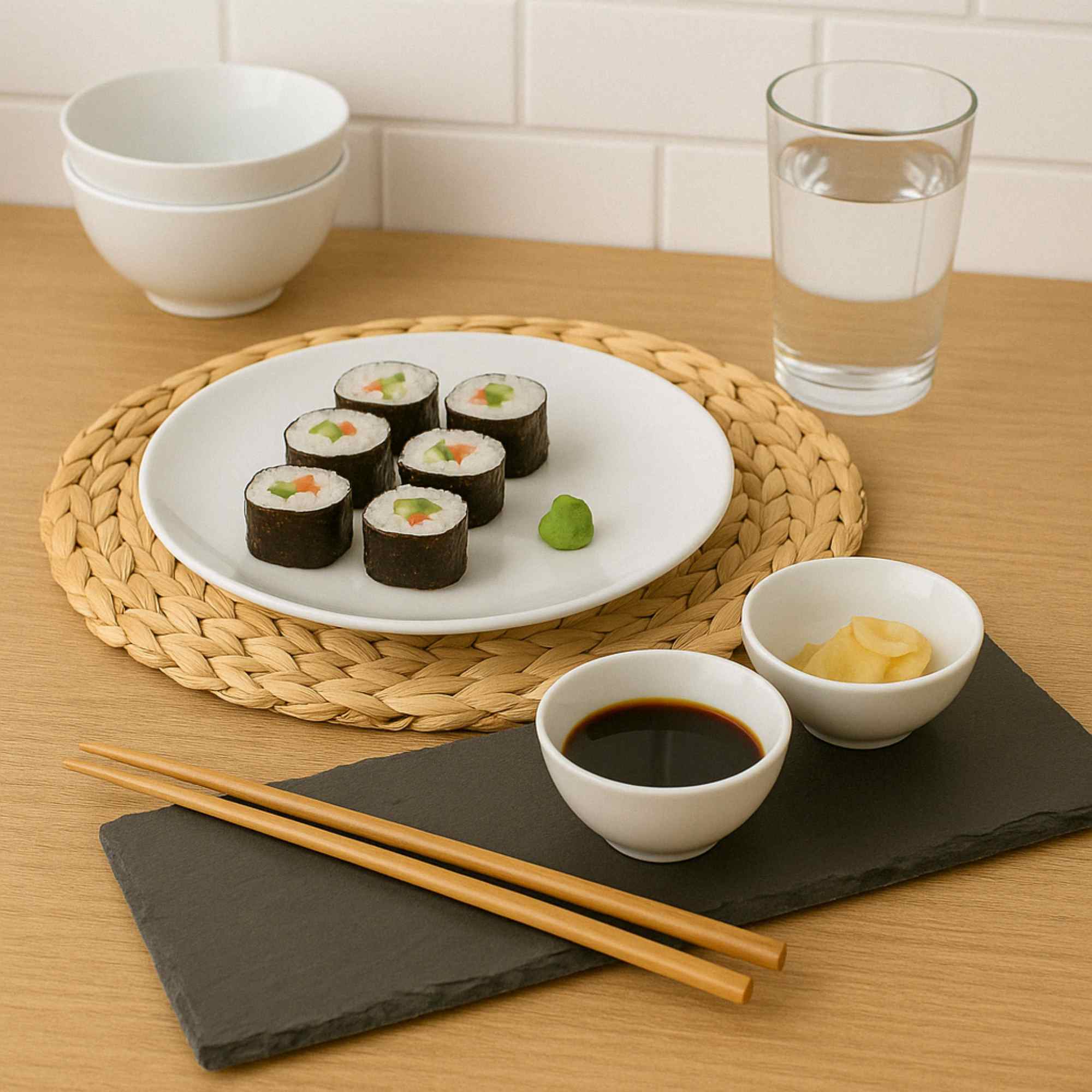 Juego de sushi amuse: 7 piezas rectangulares de 1kg en caja transparente
