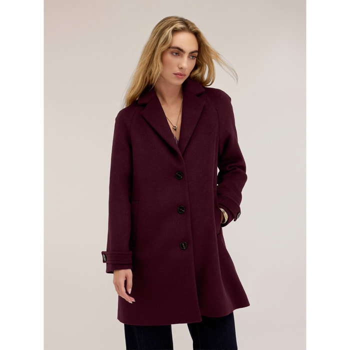 Motivi - Cappotto monopetto in drap misto lana - Bordeaux