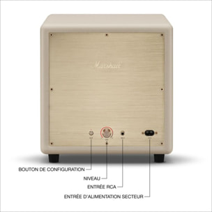 Caisson de basse MARSHALL Heston Sub 200 Crème - Compatible barre de son Marshall, connexion sans fil